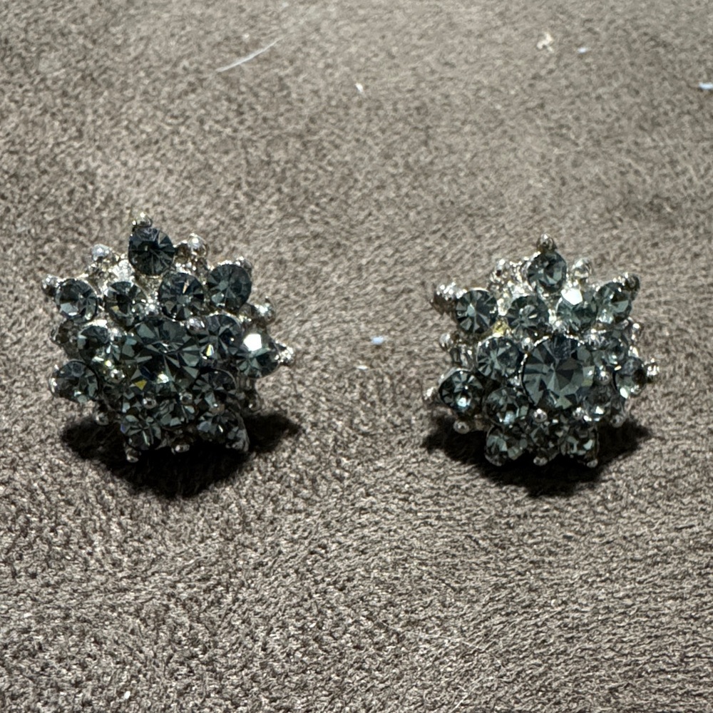 Elegant Silver Crystal Cluster Earrings